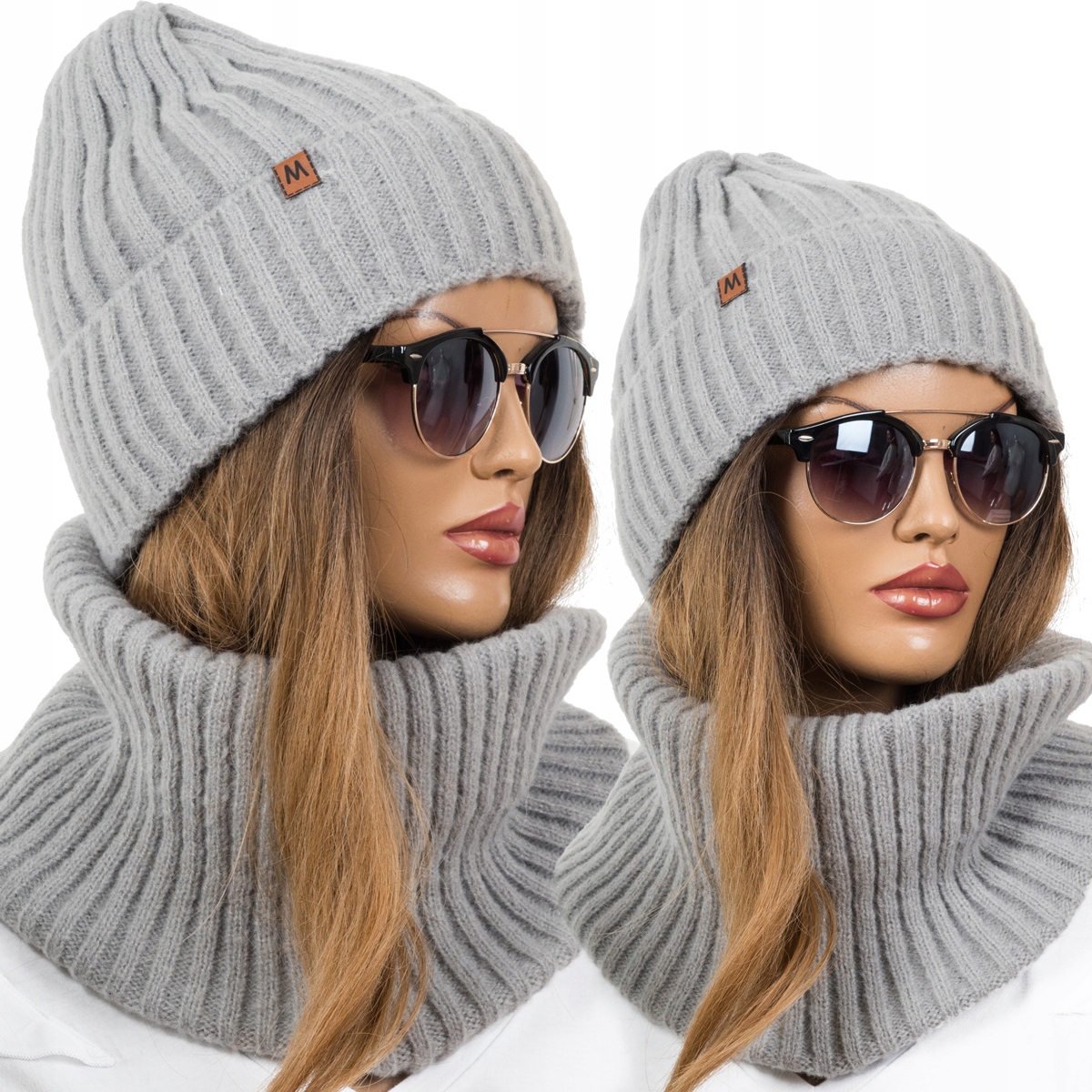 Komplet damski CZAPKA + KOMIN klasyczny SPORTOWY KOLORY