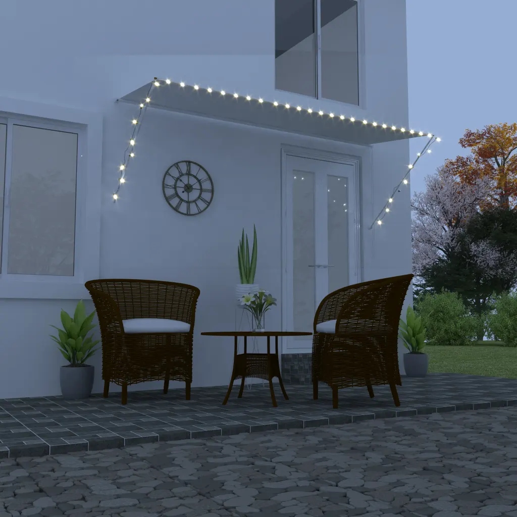 Zatahovací markýza s Led světlem 300 x 150 cm krémová