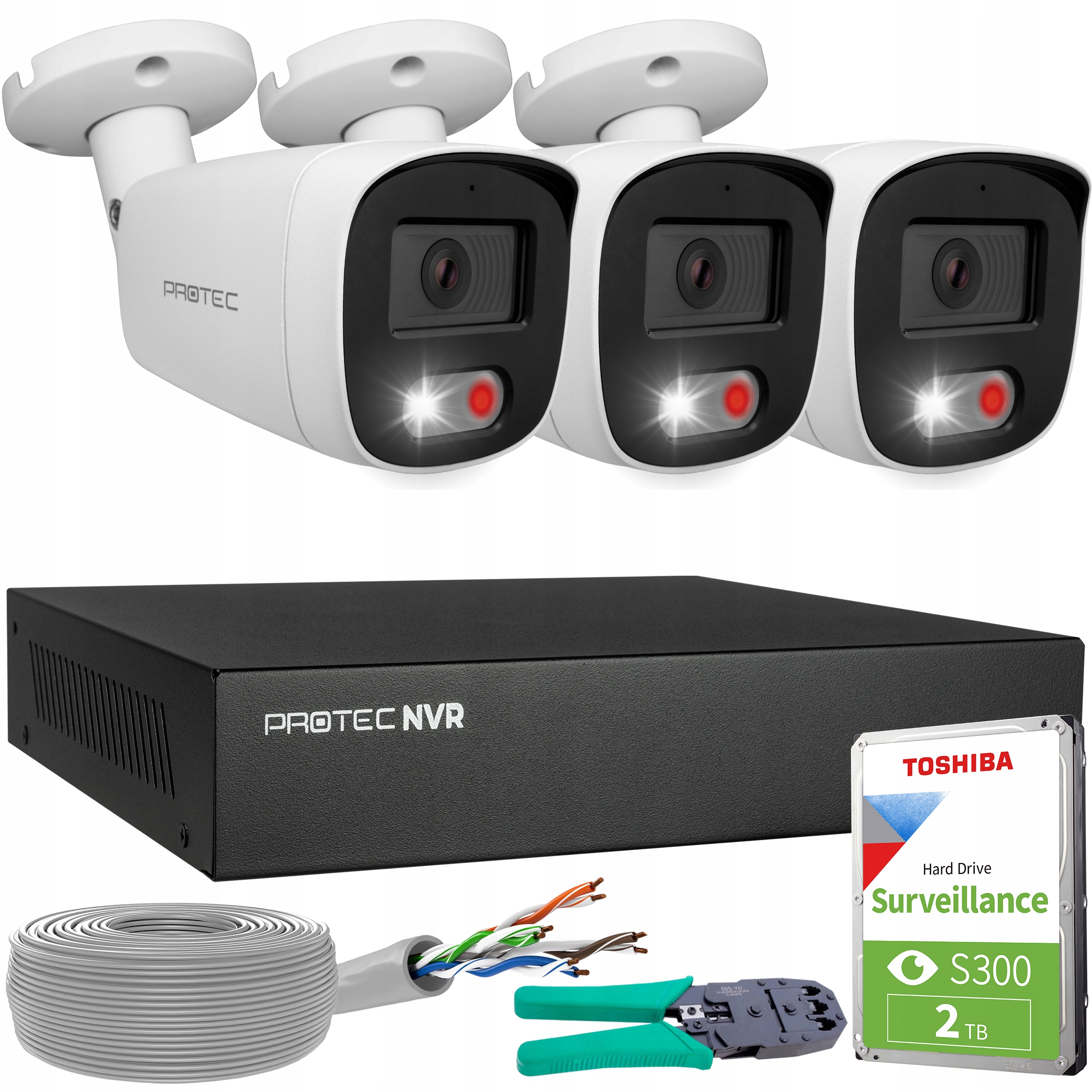 Sada pro monitorování 3 kamer 5Mpx Ip PoE Hdd disk detekce pohybu mikrofon