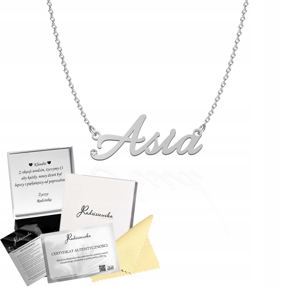 Stříbrný náhrdelník s jménem Asia Řetízek Žena Dárek Přání