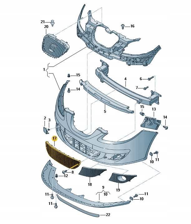 5P0853667A 9B9 - РЕШЕТКА ЦЕНТРАЛЬНОЙ СЕТКИ БАМПЕРА SEAT ALTEA TOLEDO