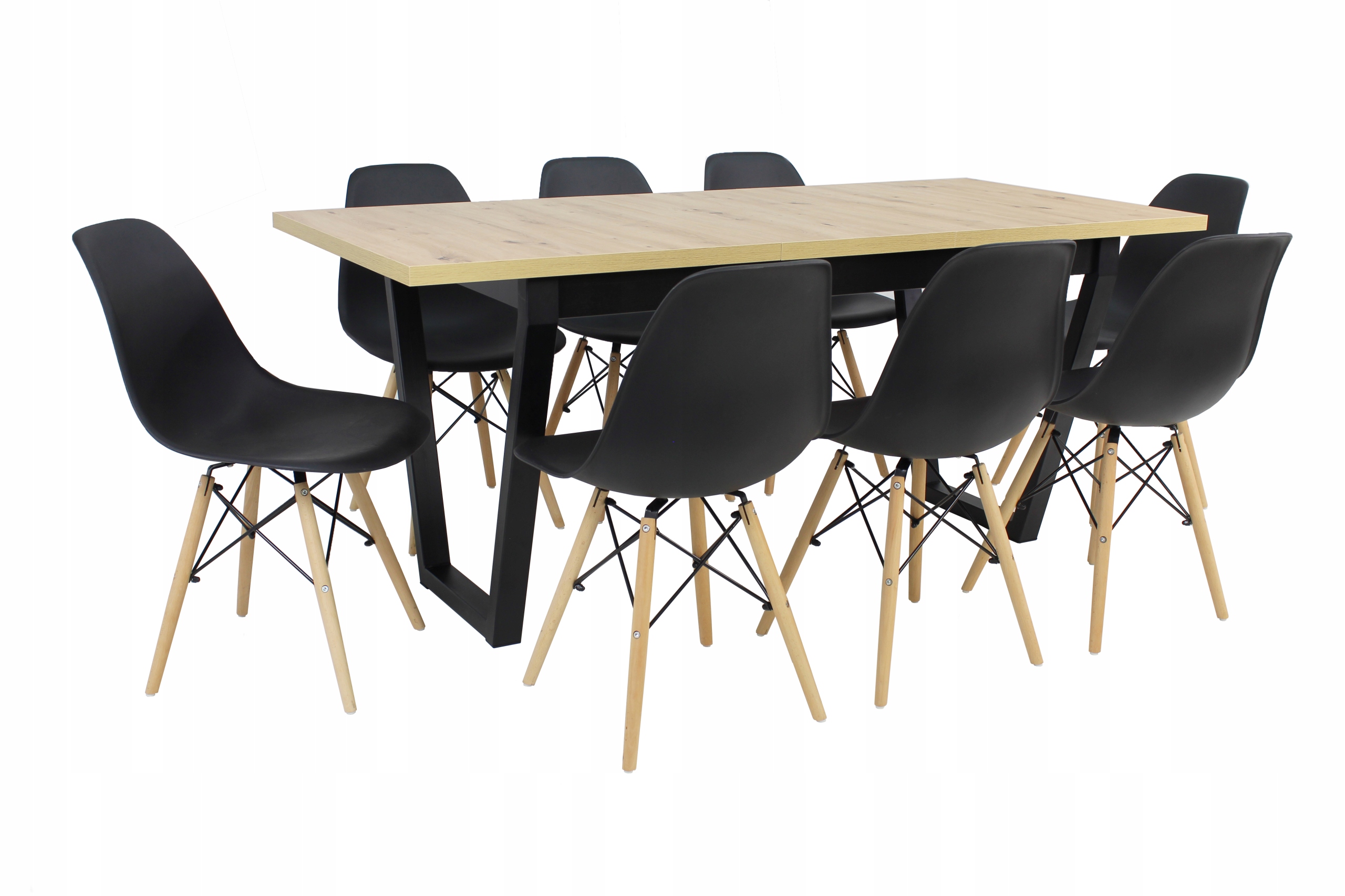 Stół rozkładany DĄB ARTISAN 80x140/180 + 8 krzeseł