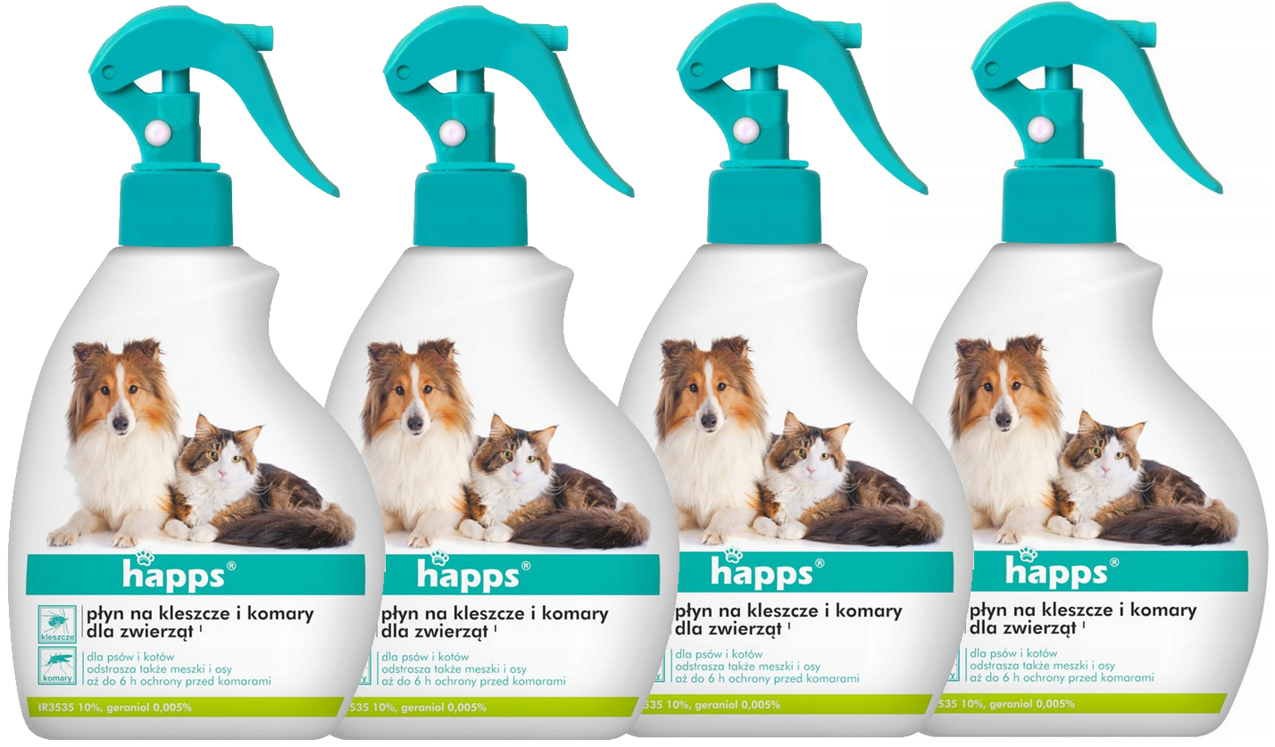 Levně 4x Tekutý Přípravek Prostředek Komáři Klíšťata Vosy Pro Zvířata Psů A Koček 200 Ml