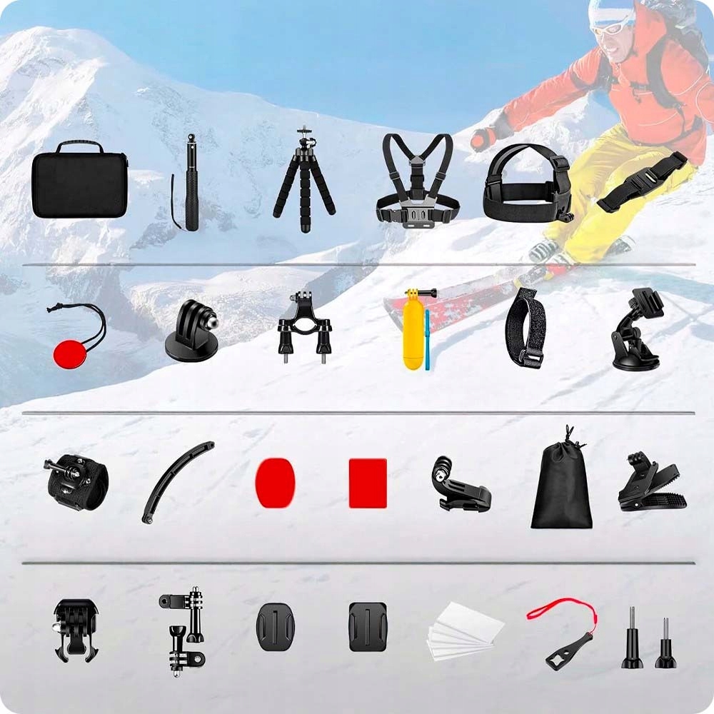 ZESTAW XXL AKCESORIA GOPRO HERO 13 12 11 10 9 8 7 DJI 50w1 SZELKI WALIZKA Marka GearPro