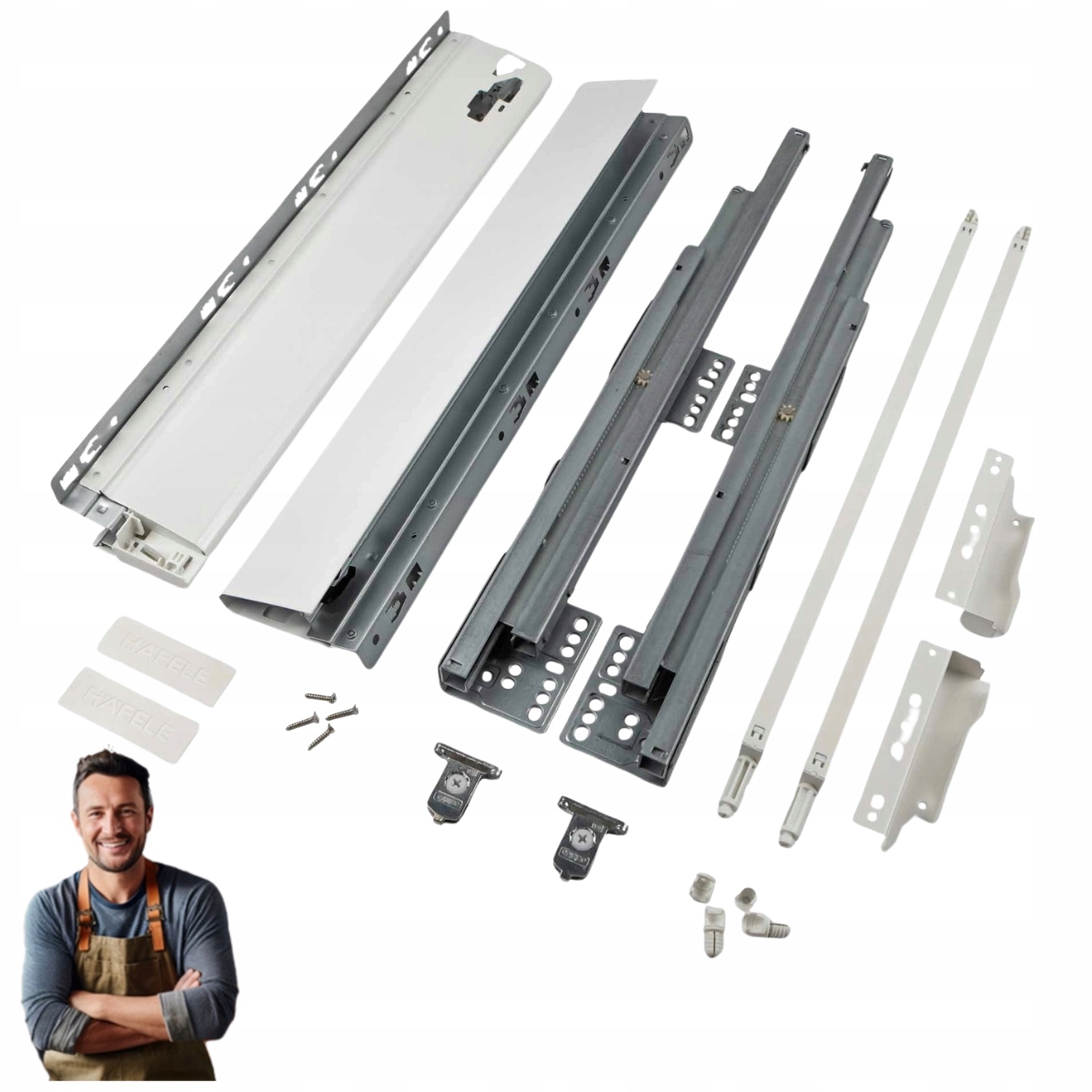 Šuplík Hafele Matrix S35 500 mm střední H-135 Nosnost 35 kg Bílá