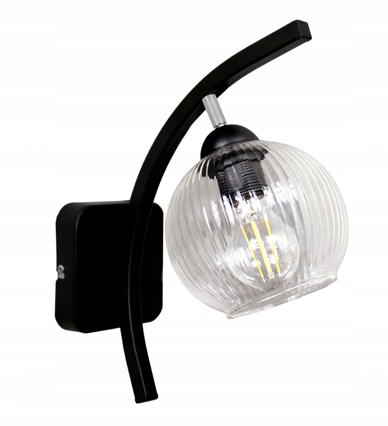 Nástěnné svítidlo černá lampa Rýhované Průhledné na kloubu