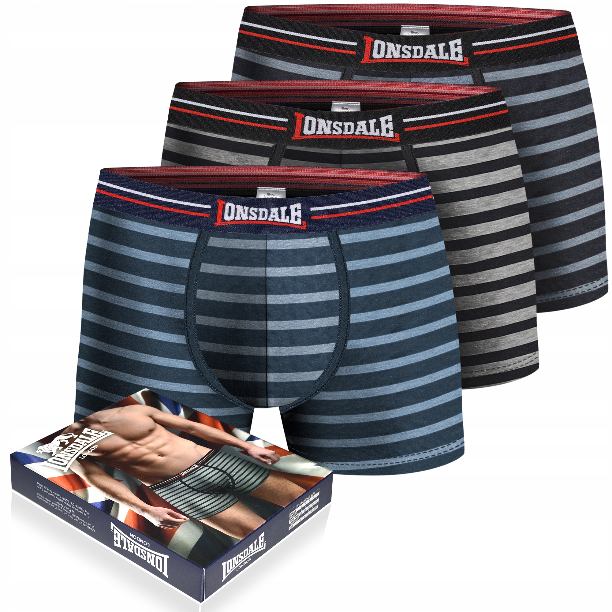

3PAK szorty męskie Lonsdale bokserki 3 sztuki