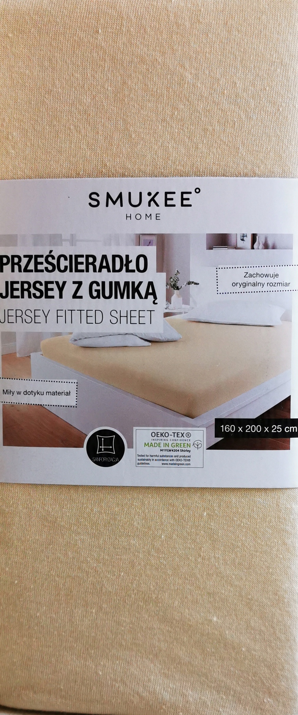 

Prześcieradło z gumką jersey 160x200 Kremowe