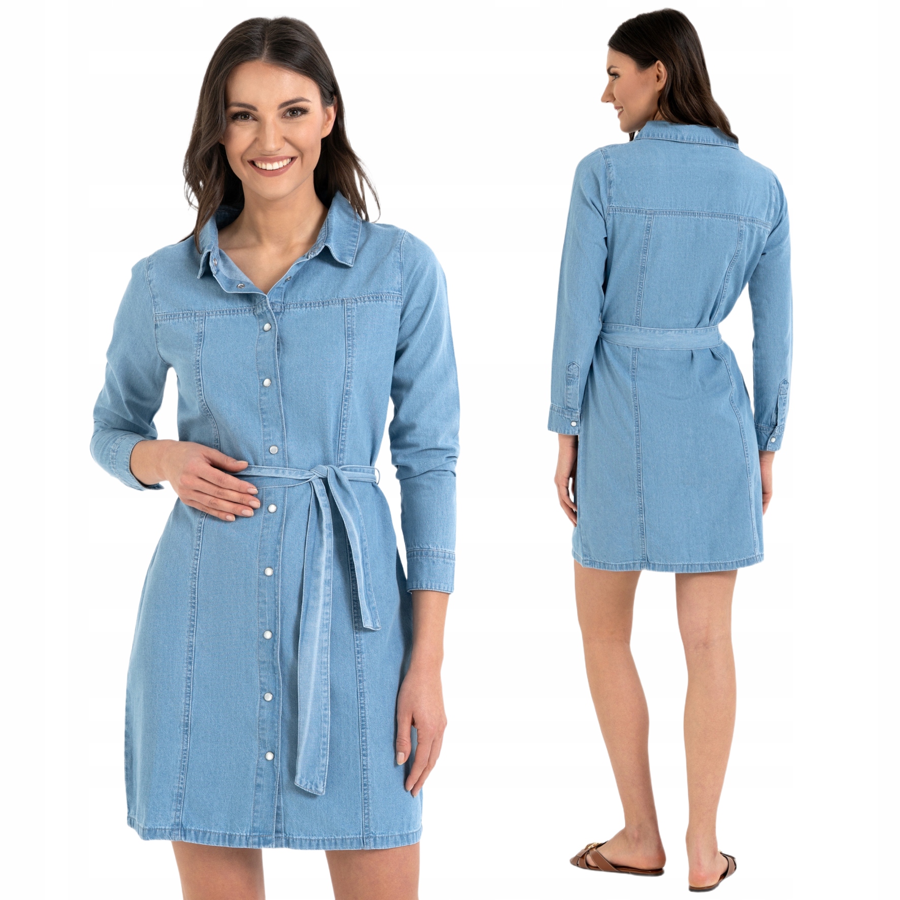 Šaty Se Zapínáním Moraj, Světlé Džíny, L