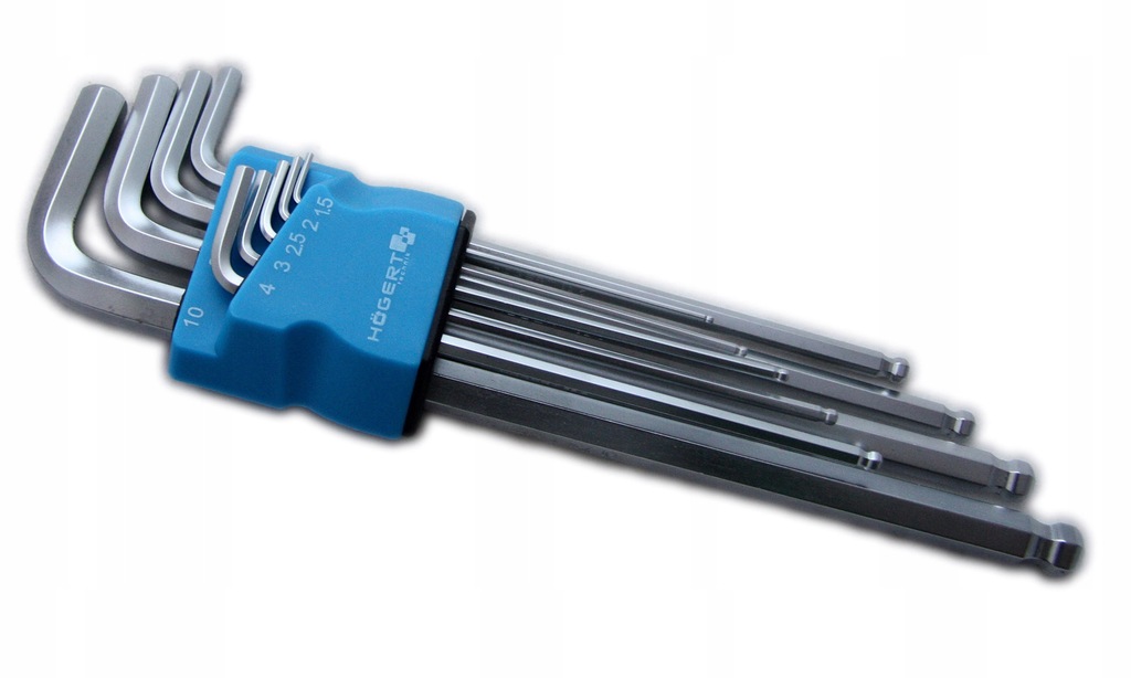 Klucze sześciokątne Imbusy extra długie z kulką 9szt. HT1W826 Hogert