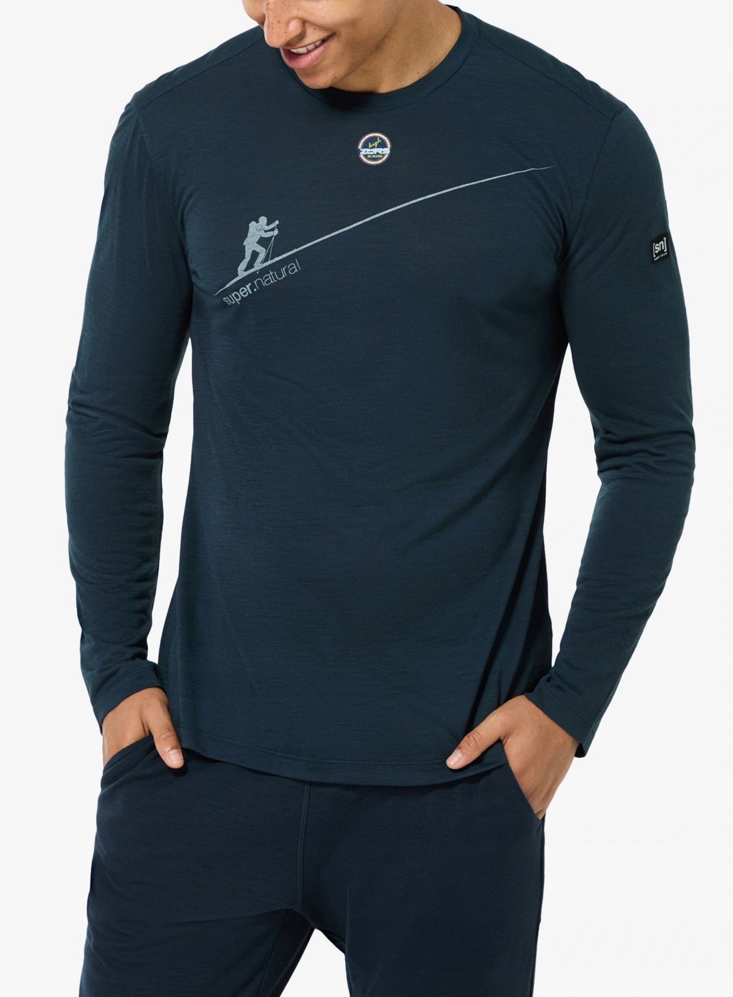 Tričko s dlouhým rukávem Super.natural Hzsg Haute Route Ls blueberry XXL