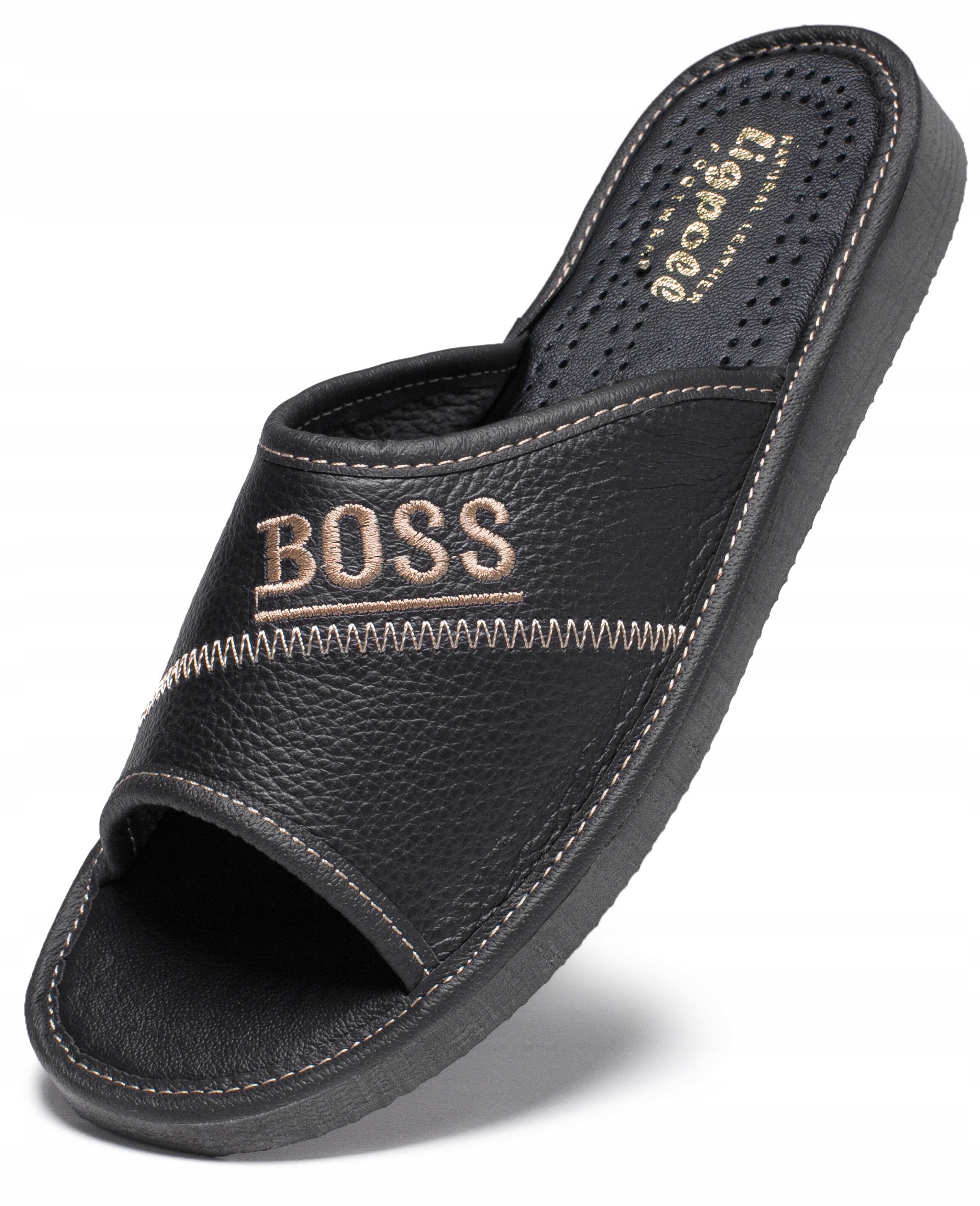 

Kapcie Męskie Skórzane, Pantofle Odkryte Klapki