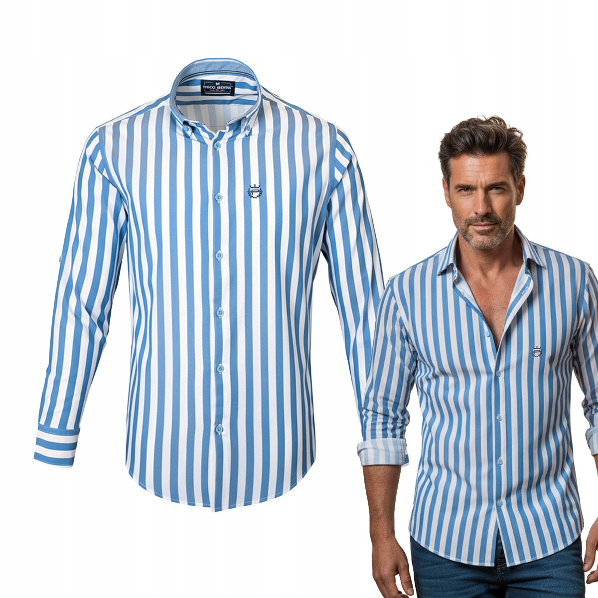 Pánská bavlněná košile s dlouhým rukávem a Viskózou Slim Fit Pako Jeans