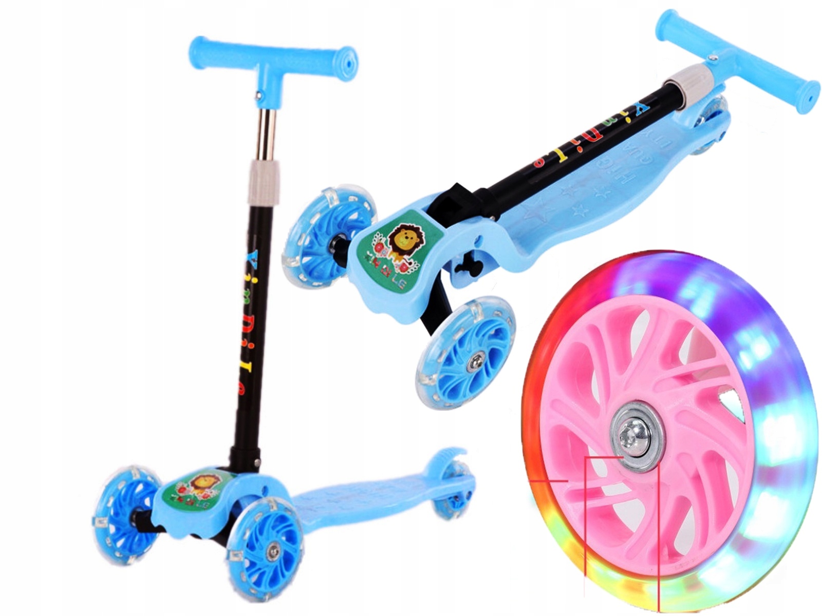 

Hulajnoga Dla Dzieci Trójkołowa Składana Koła Led