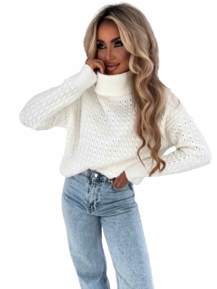 Vlněný svetr s rolákem Golf Inko By Me v barvě ecru