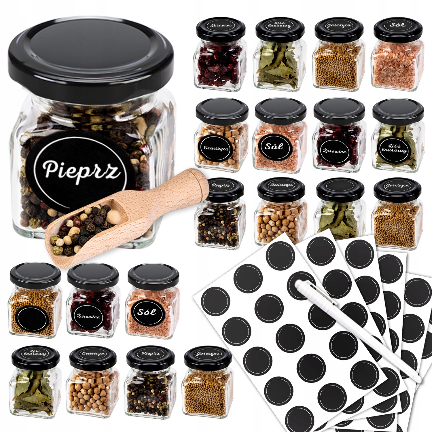 

20x Słoiki 120 ml 45x Naklejki Matowe Pisak