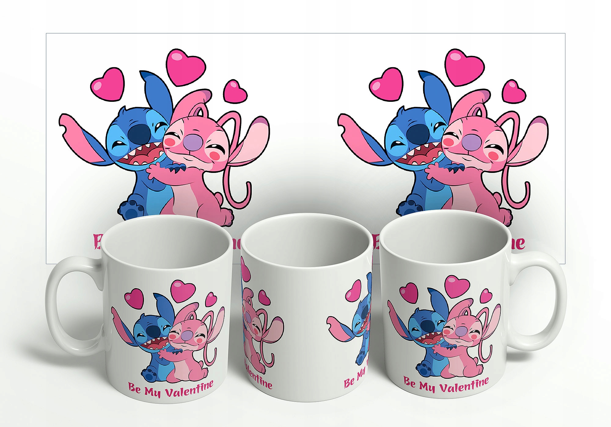 KUBEK NA WALENTYNKI LILO I STITCH BE MY VALENTINE PREZENT JAKOŚĆ Pojemność 330 ml