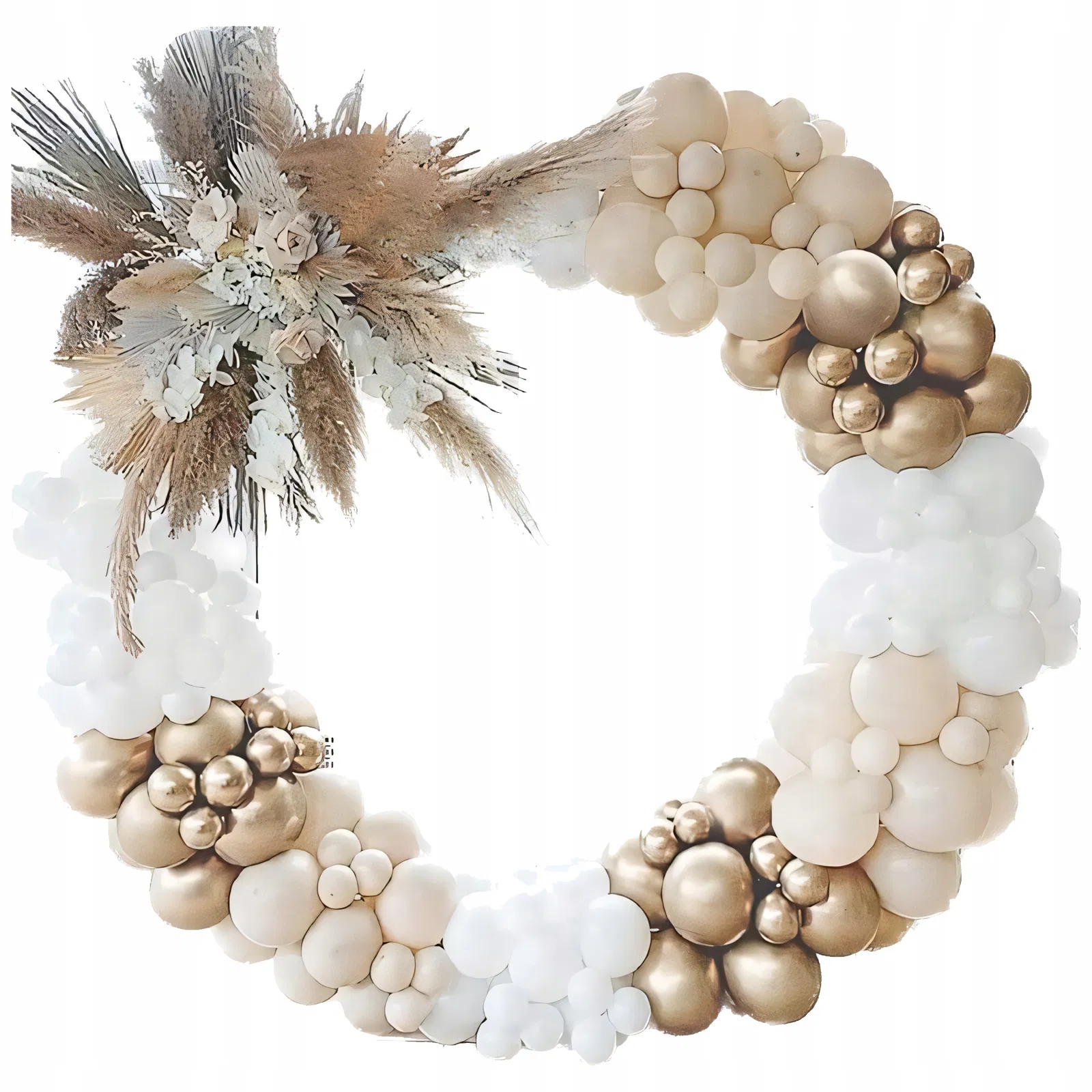 GIRLANDA BALONOWA NA URODZINY DEKORACJA KREMOWO BIAŁA ŁUK 103 ELEMENTY