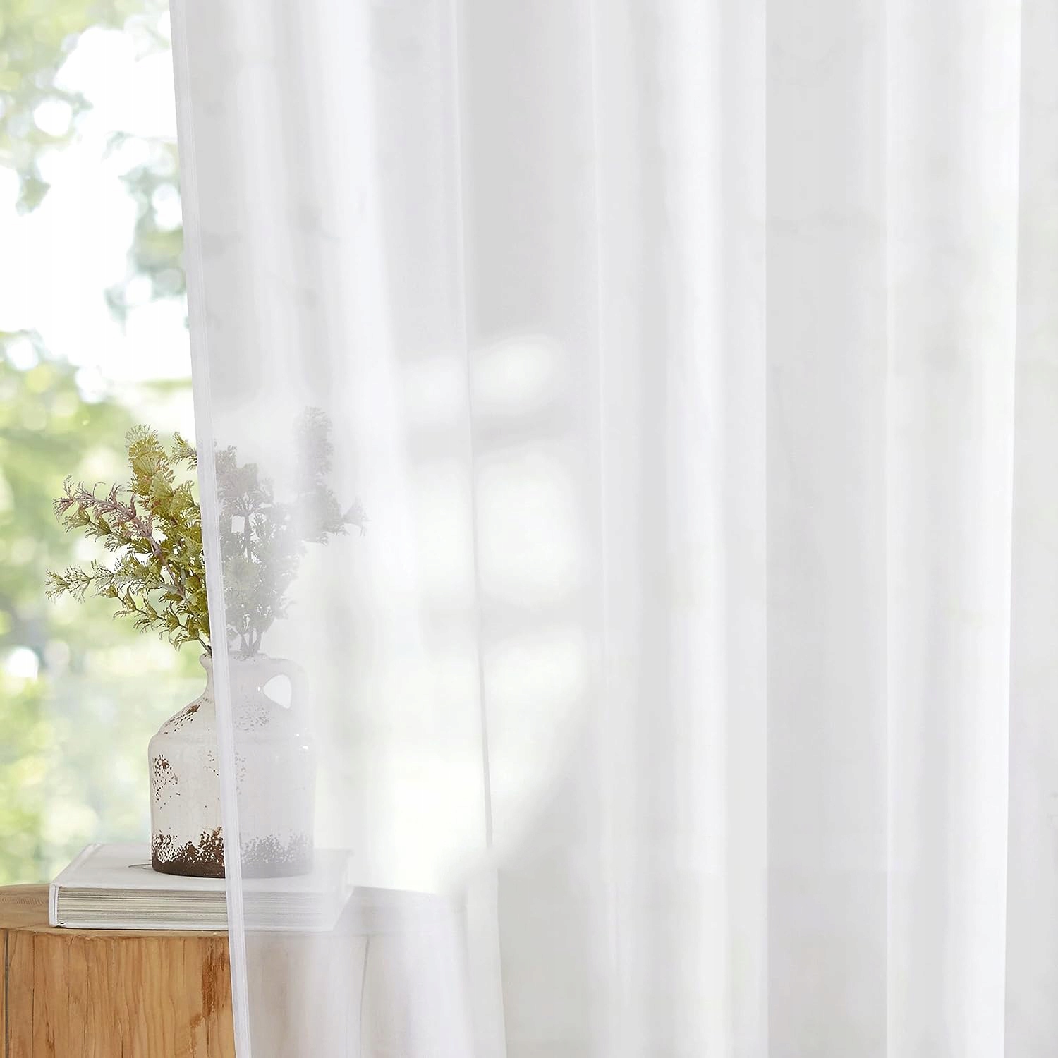 FIRANA WOALOWA GŁADKA KLASYCZNA BIAŁA NA PRZELOTKACH 150x250cm Materiał woal