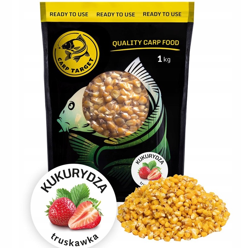 Karpiowe Ziarno Zanętowe Carp Target Gotowa Kukurydza Truskawka 1kg Ready
