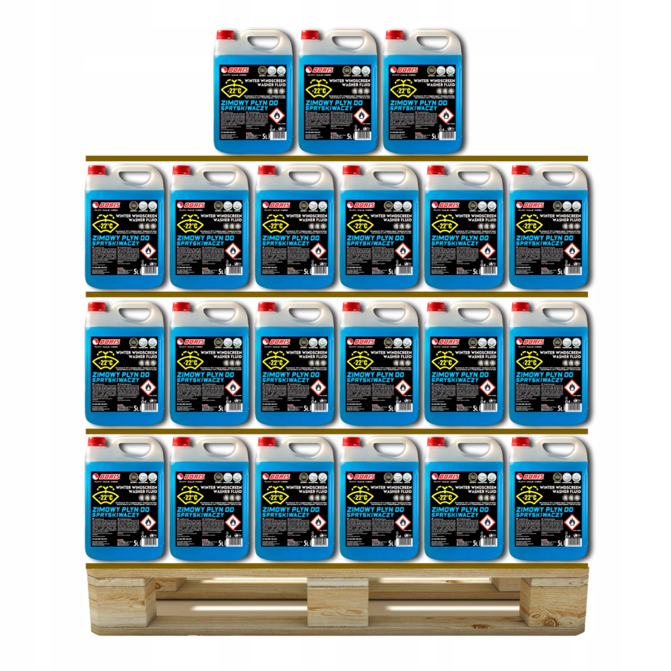 Zimní kapalina do ostřikovačů -22°C ethanol Doris 660L Paleta 132ks x 5L