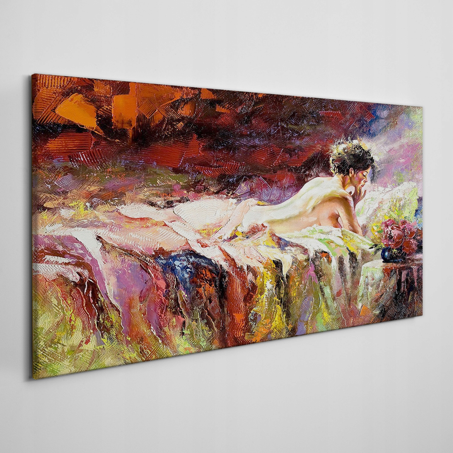 

Obraz na płótnie Łóżko kobiety kwiaty 100x50 cm