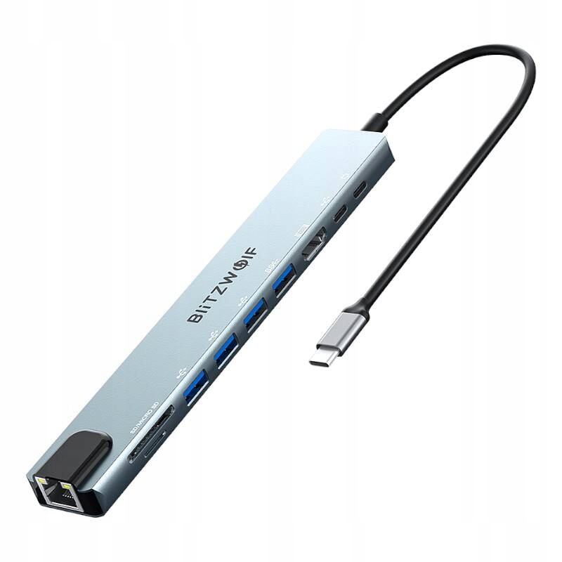 Blitzwolf Stacja Dokująca Hub Adapter 10w1 Usb-c Pd 100w 4x Usb Sd Rj45