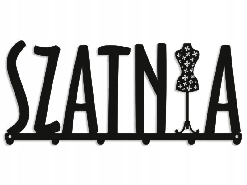 Nástenný Vešiak Na Oblečenie 60 cm Pevná Oceľ 2 mm Čierny Nápis Šatňa