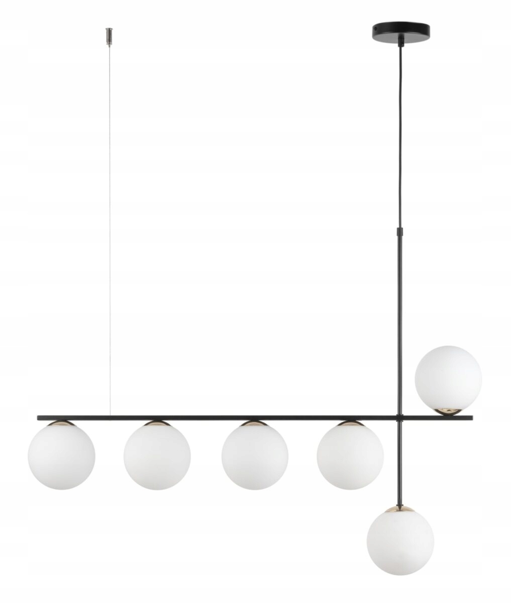Závěsné svítidlo Sigma Lighting Silia 6 černá skleněné stínidlo bílé 6xG9 94 cm