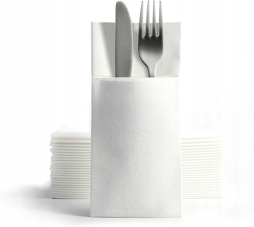 Serwetki kangurki kieszonki na sztućce białe 50 szt