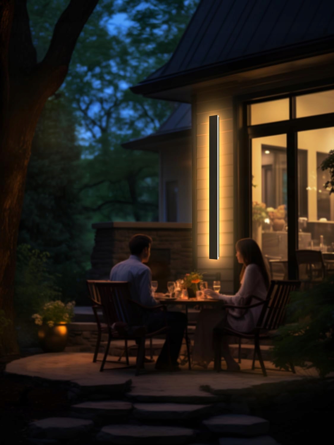 LANGE Czarna Wodoodporna Lampa Ścienna LED IP65 150cm 48W Ciepłe Światło — miniatura 8