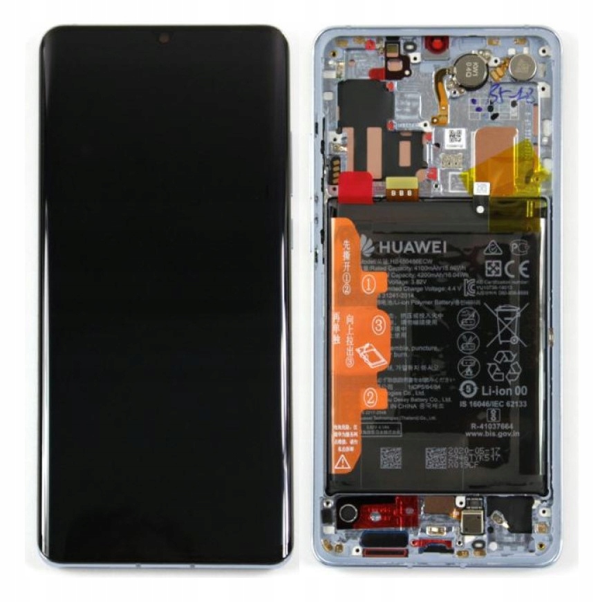 Org LCD displej Huawei P30 Pro Srebrný (silver) S Rámčkom