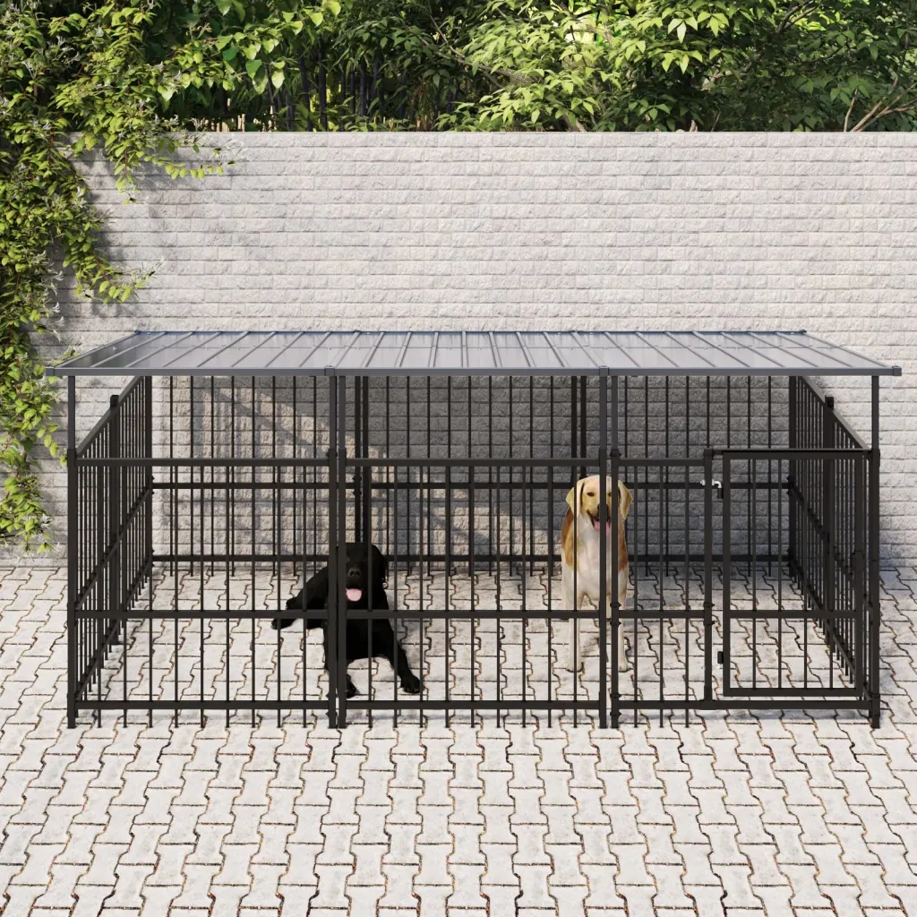 Levně Venkovní psí kotec se střechou ocel 3,75 m²