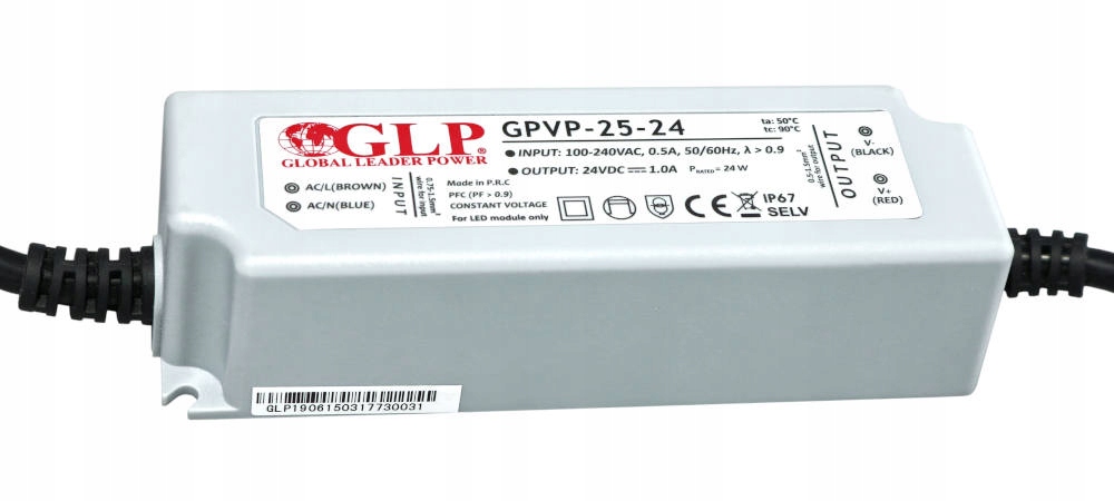 Zasilacz do Led Glp GPVP-25-24 24V/1A, CV, Pfc, IP67