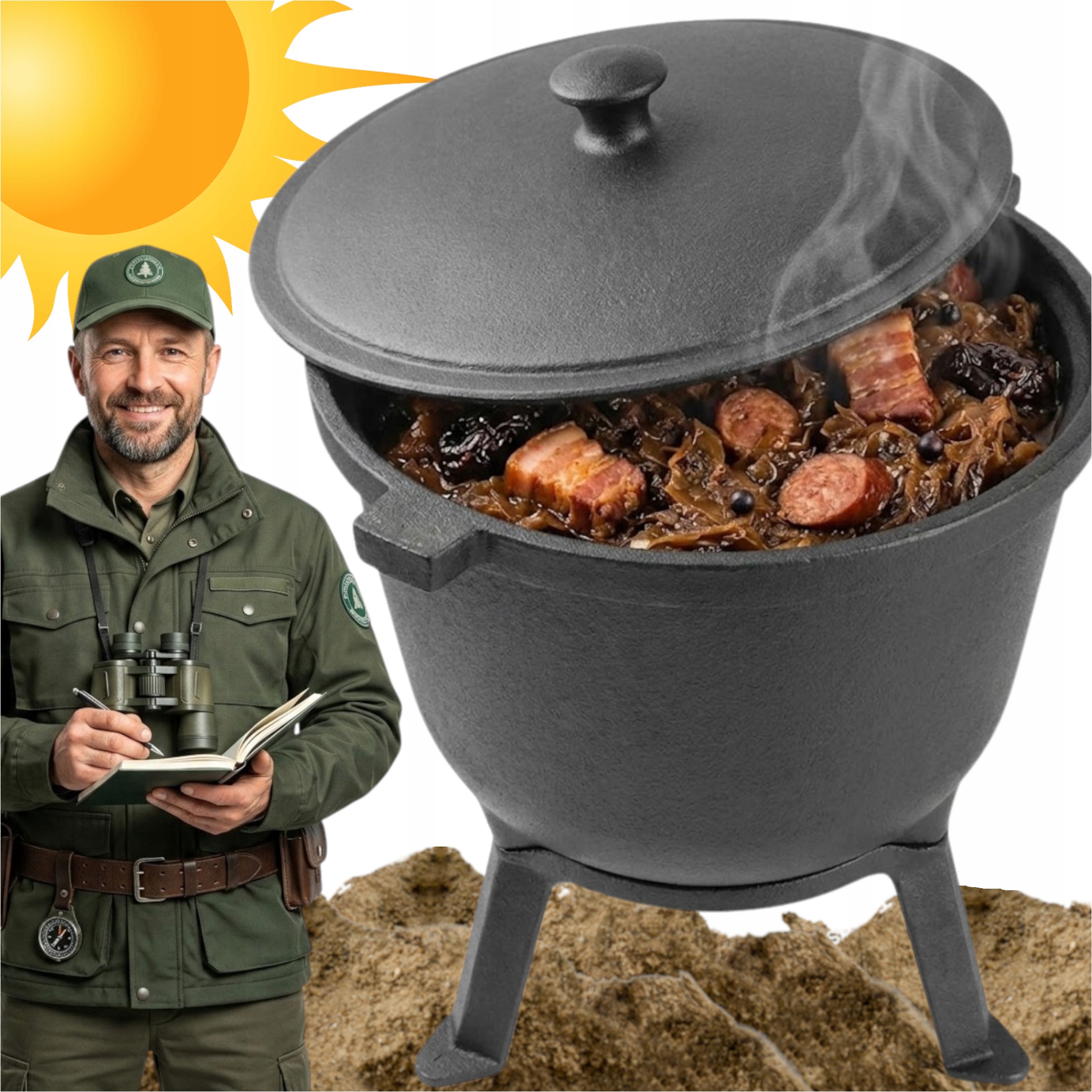 Lovecký Hrnec Z Litiny S Kotlíkem Na Litinové Ohniště Pro Praženku 8,5 Kg