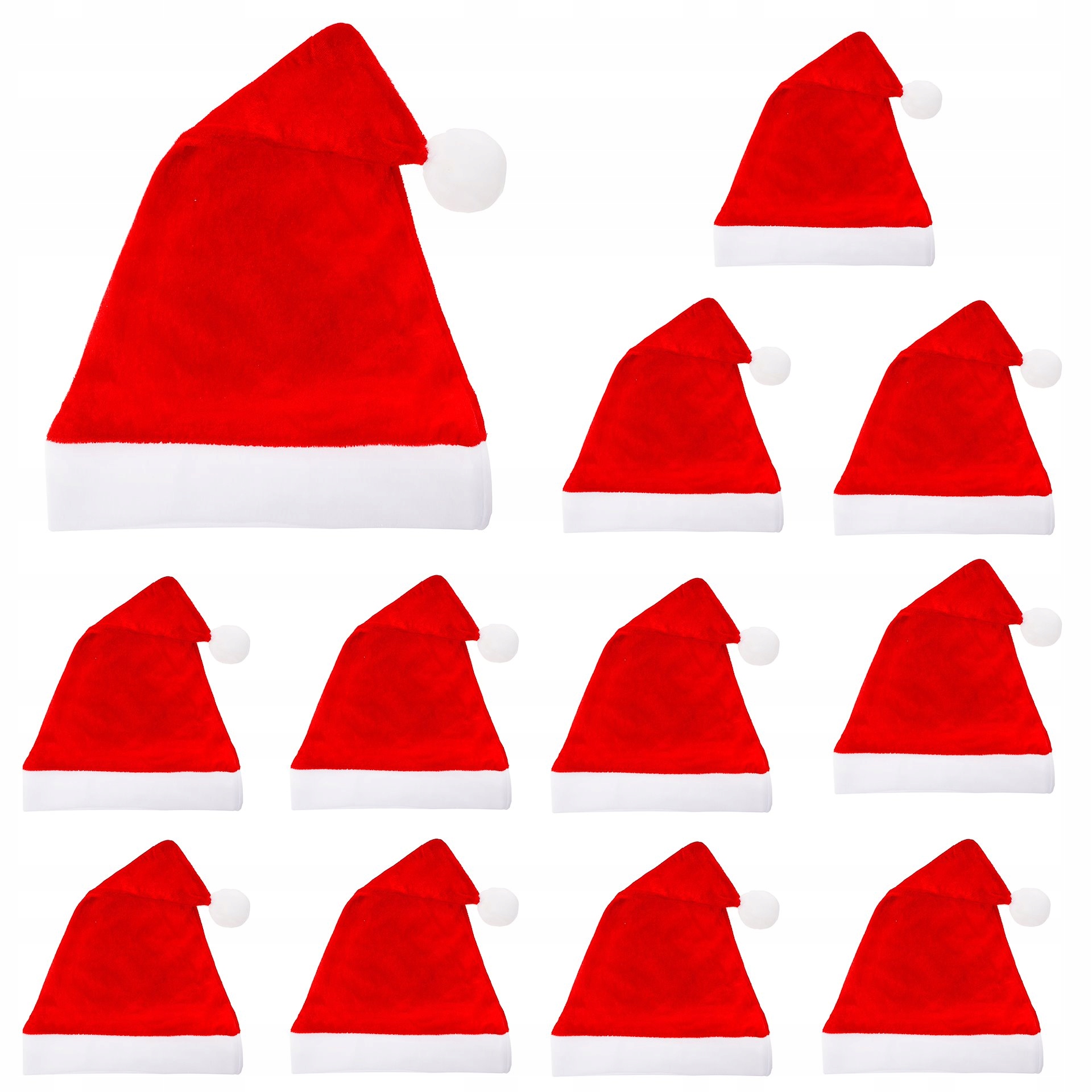 12 Ks Čepice Santa Claus Velurová Převlek Oblečení Červená Kostým