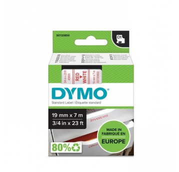 Dymo Taśma D1 19 mm x 7 m czerwony na białym tle