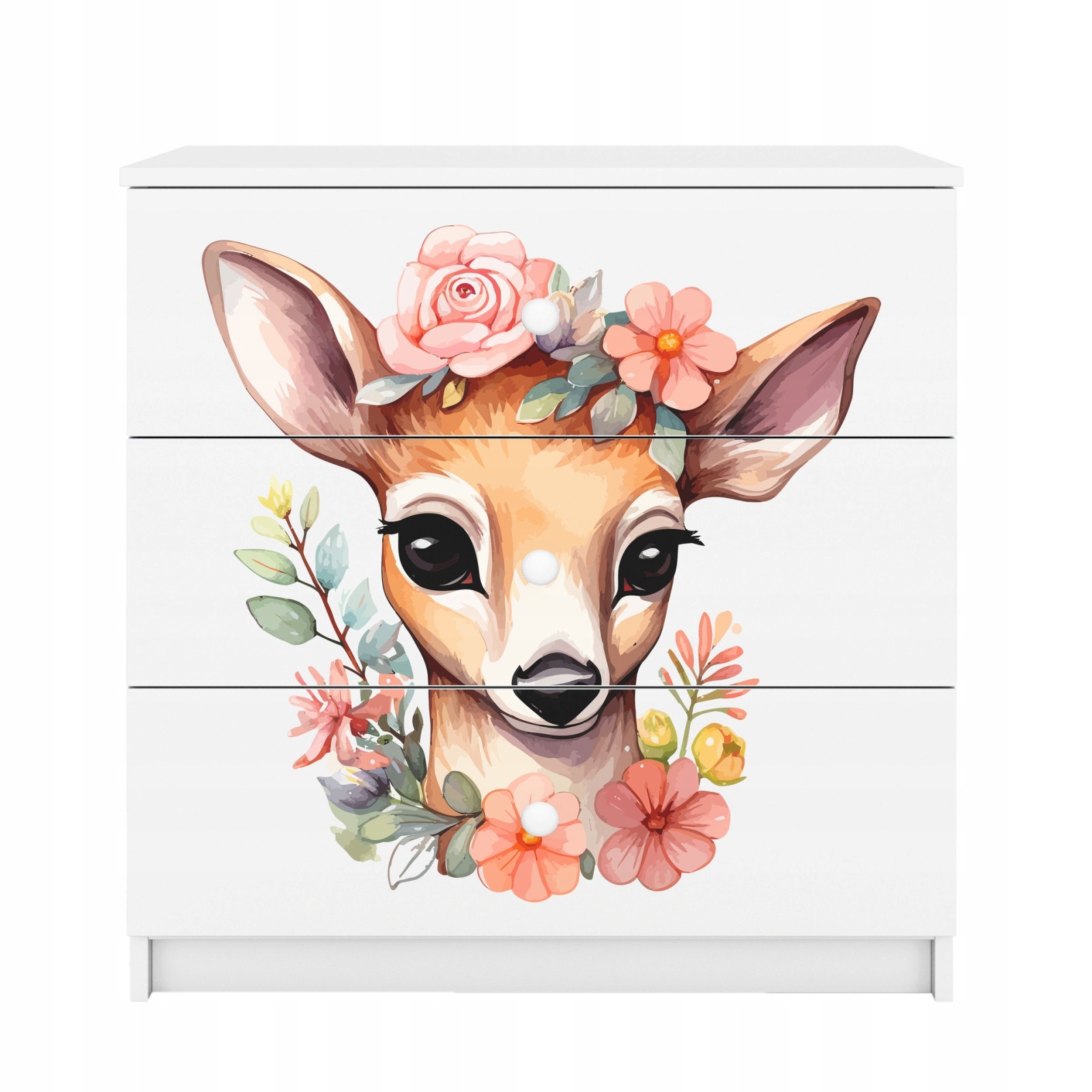 Komoda Babydreams bílá grafika Bambi 80 cm