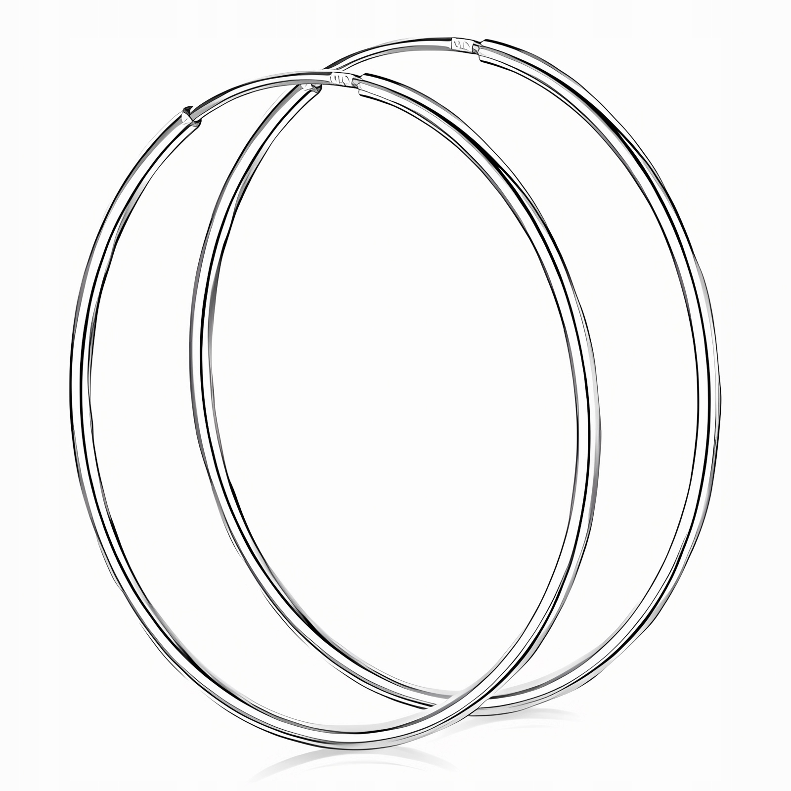 Klasyczne Srebrne Gładkie Kolczyki Duże Koła Kółka 2MM 5CM Srebr