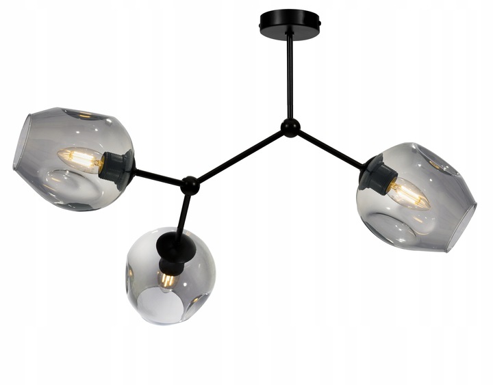 Ozdobný stropné svietidlo s 3 tienidlami Praha v lofovom štýle, ideálny do jedálne