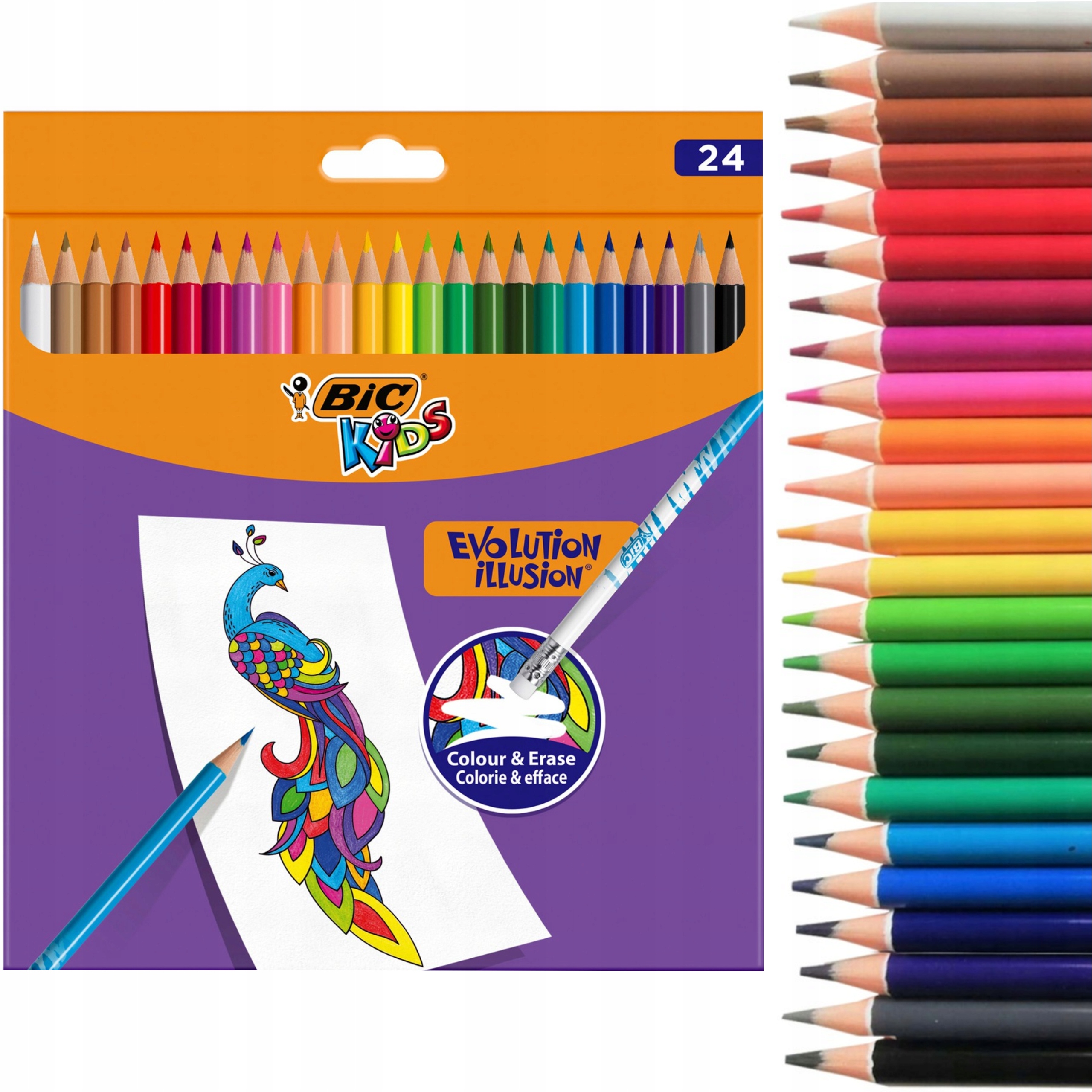 

Kredki ołówkowe z gumką Bic Evolution 24