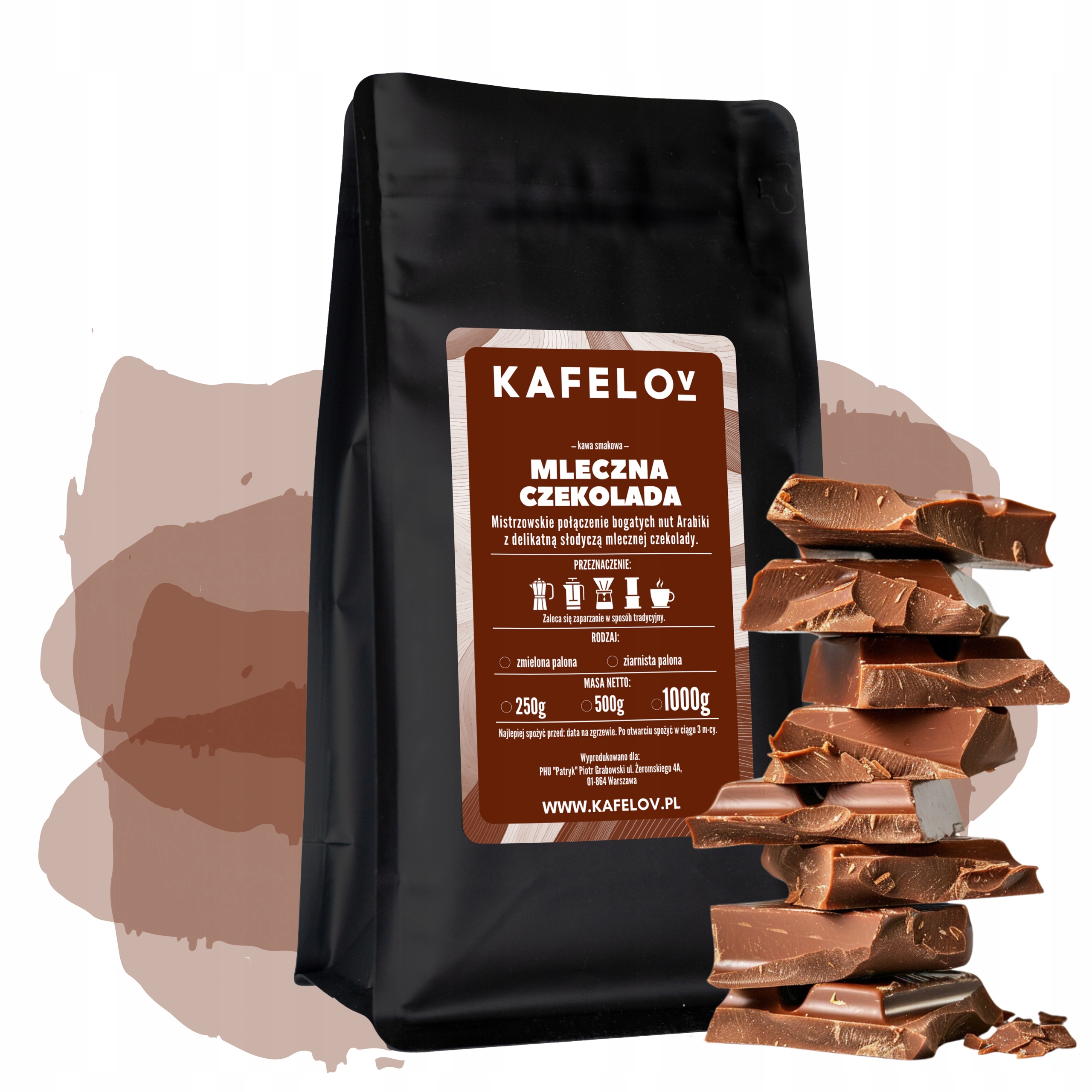 Levně Káva zrnková, chuť 1 kg Mléčná Čokoláda, čerstvě pražená arabika