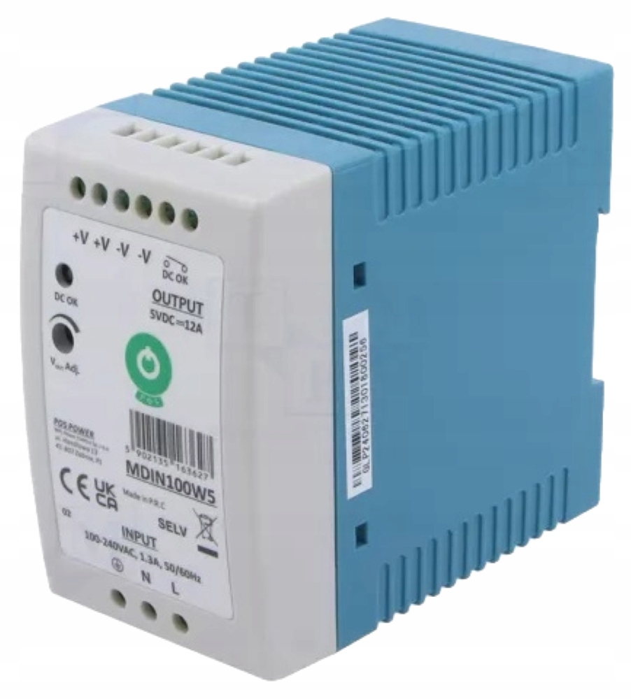 Zasilacz Impulsowy Regulowany Przekaźnik Na Din Pfc 50W 10A 5V Pos Power