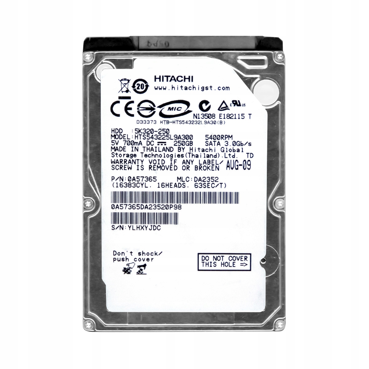 TravelStar 5K320 250GB 5.4K 8MB Sata II 2.5'' HTS543225L9A300