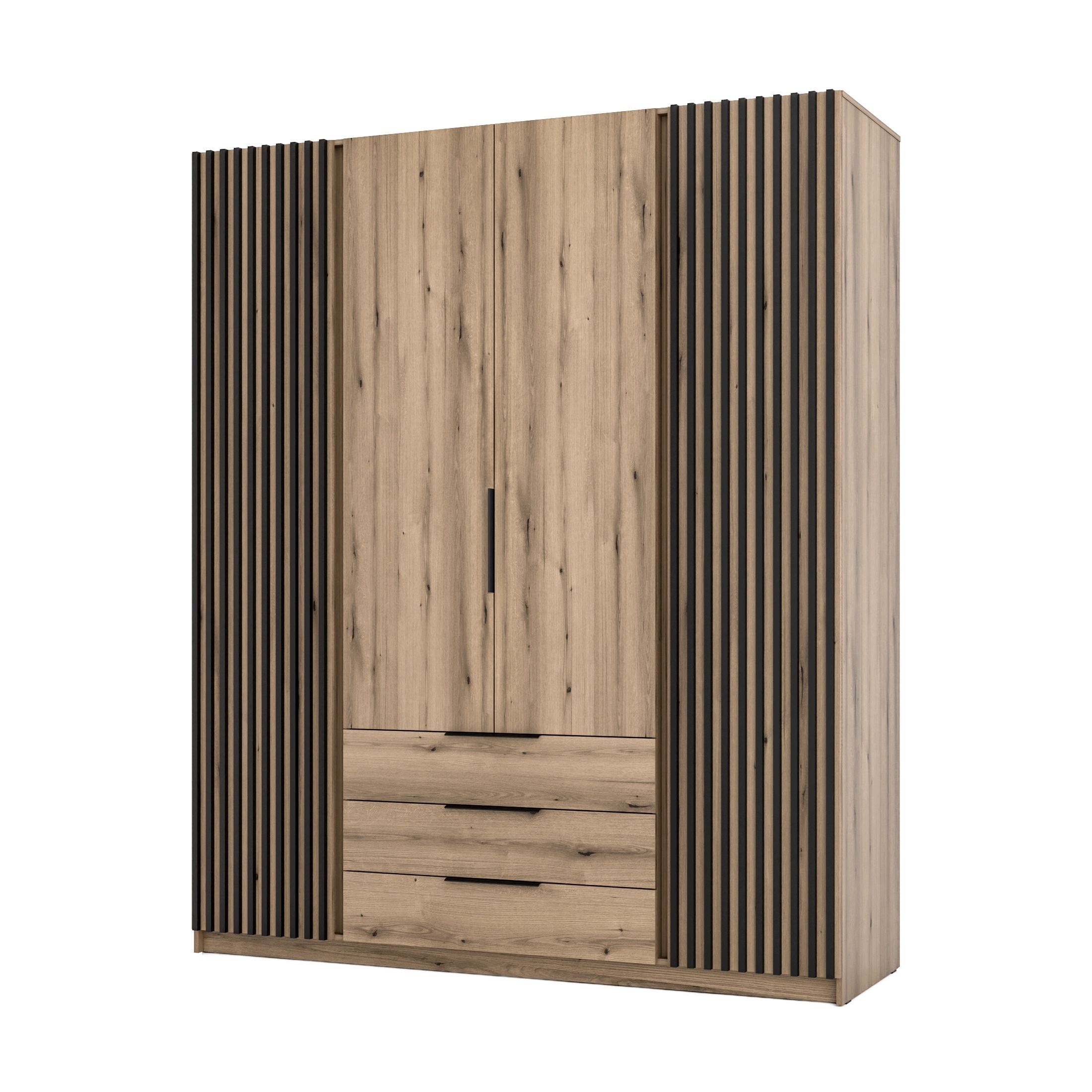 Skříň 4-dvéřová 200x239 cm s lamelami Roma 3 Dub Evoke+Dub Evoke| O-sofa