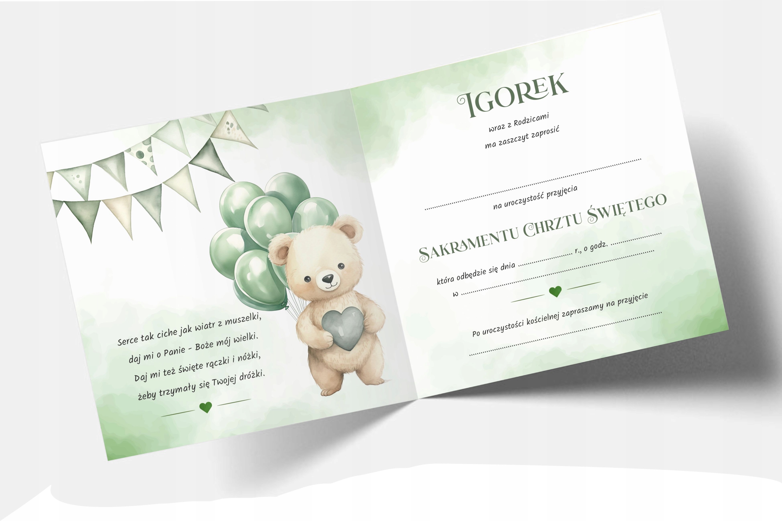 ZAPROSZENIE NA CHRZEST ŚWIĘTY + KOPERTA + IMIĘ DZIECKA + EKSPRES + JAKOŚĆ Rodzaj chrzest