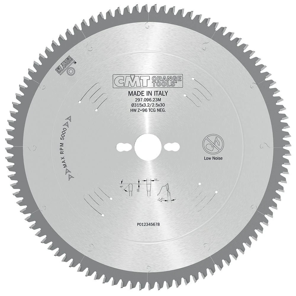Tarcza do laminatu i metali 305x30mm z=96 -6° Neg. Cmt