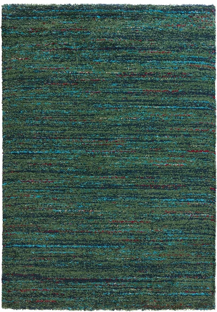 Koberec Shaggy do obývacího pokoje 80x150 cm, zelené měkké štětiny s boho vzorem