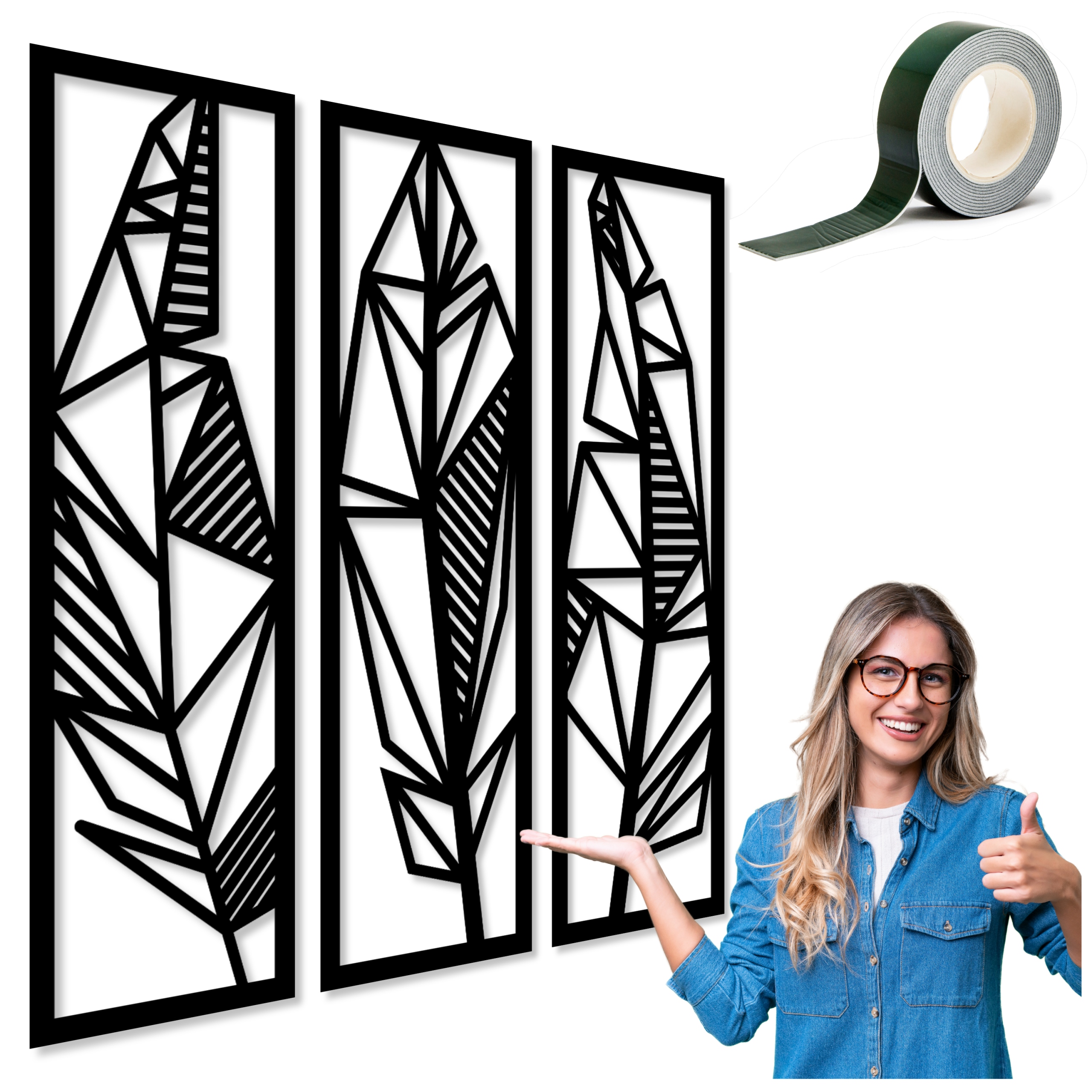 Dekorace Do Pokoje Obraz Ažurový Dřevo 80 cm XXL Obrazy Do Obývacího Pokoje Triptych
