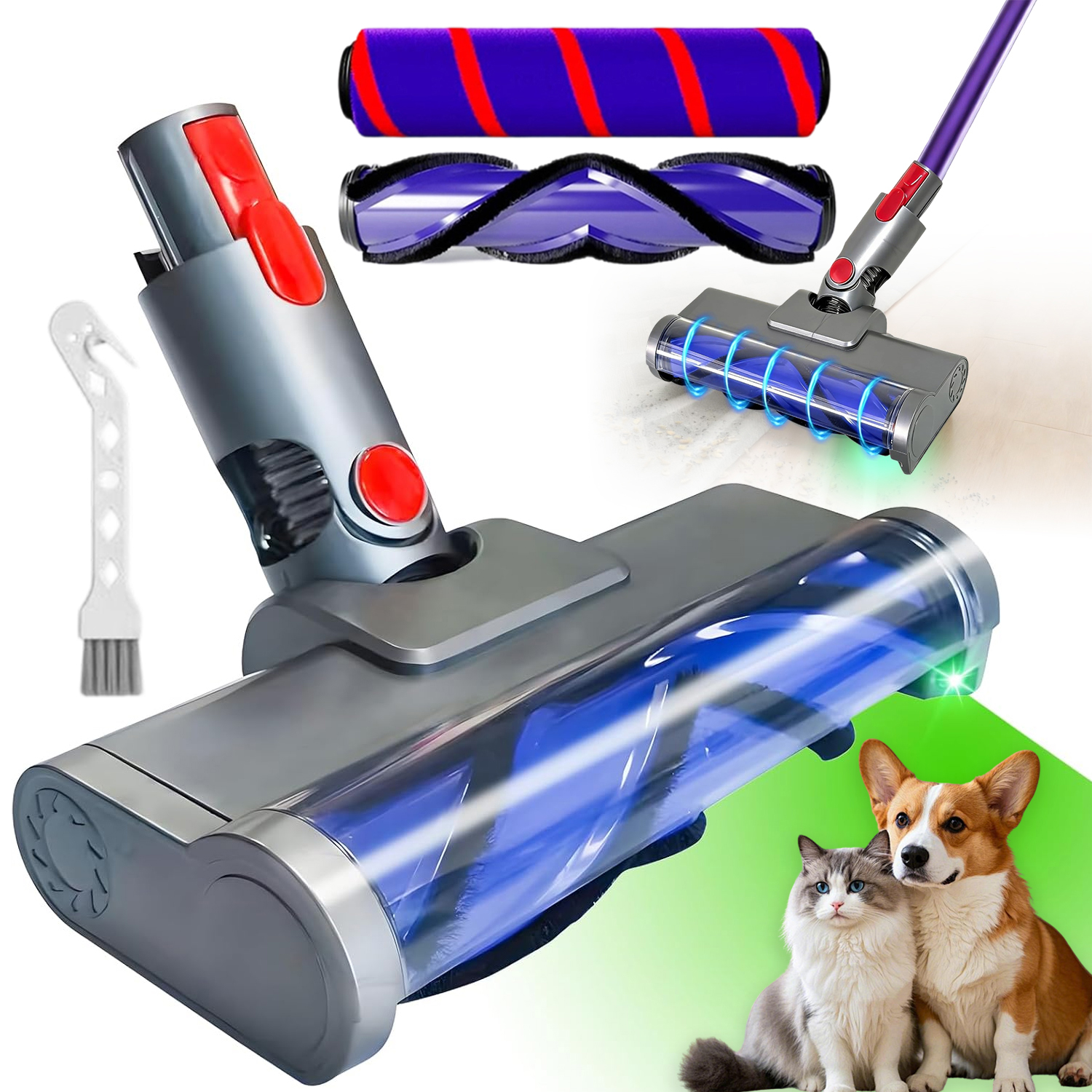 Turboszczotka Ssawka Szczotka Led Do Dyson V7 V8 V10 V11 V15 Turbo Szczotka